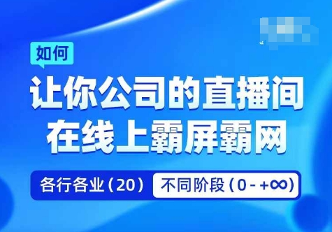 公司引流矩阵直播间刷屏实操课，使你企业直播间通过线上刷屏霸网-云网创资源站