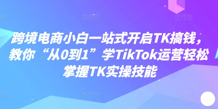 跨境电子商务新手一站式打开TK弄钱，教大家“从0到1”学TikTok经营快速掌握TK实操能力-云网创资源站