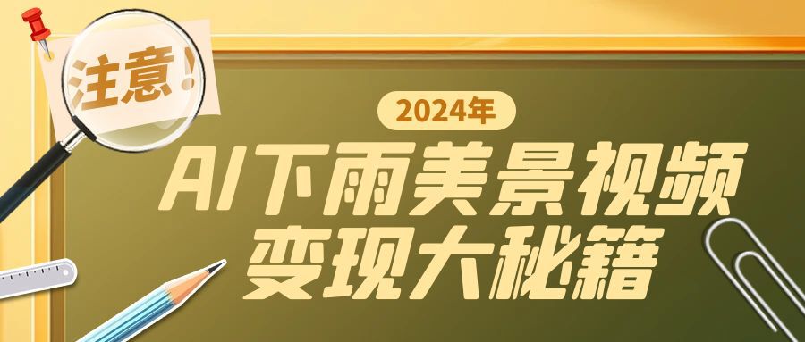 一键生成AI下雨美景视频，零基础打造1700万播放神作，手把手教你变现秘籍-云网创资源站