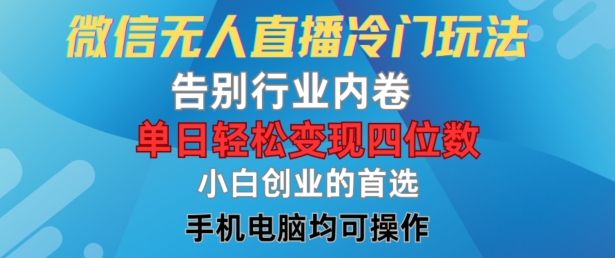 微信无人在线小众游戏玩法，道别业内卷，单日轻轻松松转现四位数，新手的自主创业优选【揭密】-云网创资源站