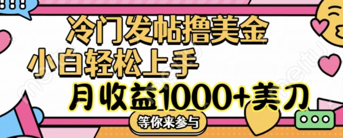 小众发帖子撸美元新项目，月盈利1000 美元，简易没脑子，干就完了【揭密】-云网创资源站