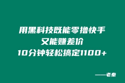 用高科技既可以零撸快手视频又可赚取差价，10min轻松解决1100-云网创资源站