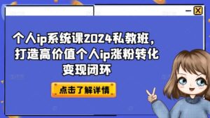 个人ip系统软件课2024私人教练班，打造出高颜值本人ip增粉转换转现闭环控制-云网创资源站