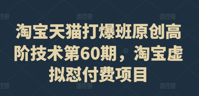 天猫打穿班原创设计高级技术性第60期，淘宝虚拟怼付钱新项目-云网创资源站