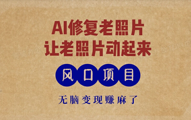 全新蓝海项目，AI一键修复旧照片，让老照片动起来，接单子到手软，没脑子转现赚麻木了-云网创资源站