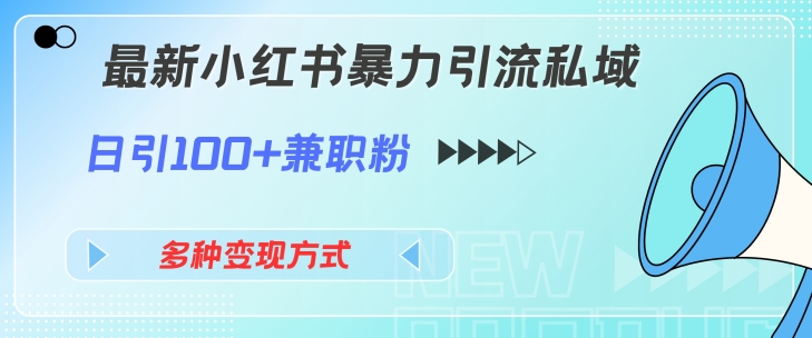 最新小红书暴力引流私域玩法，日引100+兼职粉，多种变现方式-云网创资源站