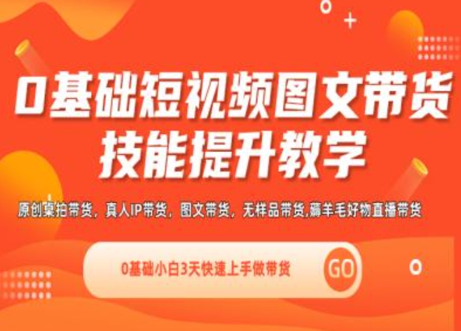 0基本小视频图文并茂卖货实操能力提高课堂教学(视频课堂 视频课程),0基本新手3天快速入门做卖货-云网创资源站