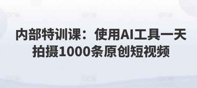 内部结构训练课：应用AI专用工具一天拍照1000条优质短视频-云网创资源站