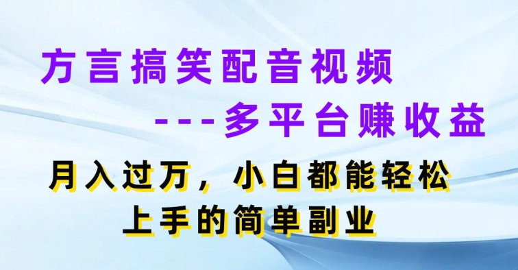 方言搞笑配音短视频全平台赚盈利，月入了w，新手都可以轻松上手简易第二职业-云网创资源站