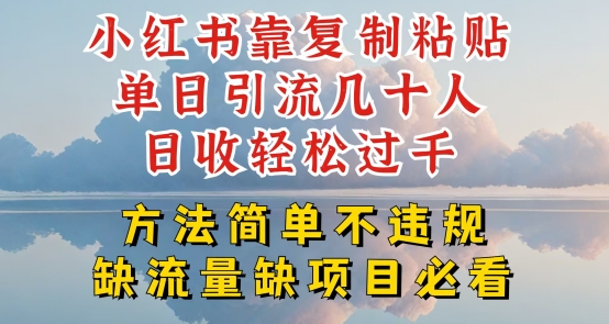 小红书靠复制粘贴单日引流几十人目收轻松过千，方法简单不违规【揭秘】-云网创资源站