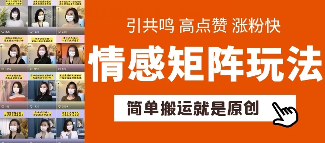 简易运送，情绪引流矩阵游戏玩法，增粉速度更快，可卖货，可养号【揭密】-云网创资源站