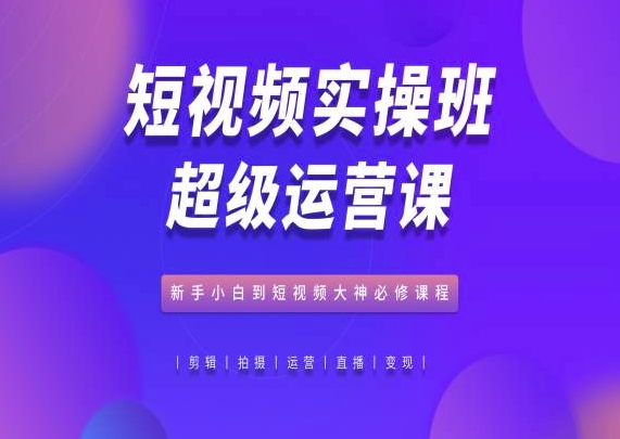 小视频实际操作班非常运营课，新手入门到小视频高手必修课-云网创资源站