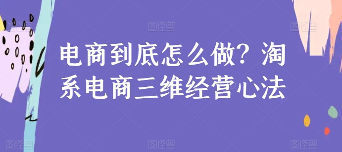 电商到底怎么做？淘系电商三维经营心法-云网创资源站