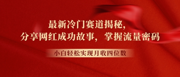 全新小众跑道揭密，分享网红成功的故事，新手快速掌握总流量登陆密码-云网创资源站