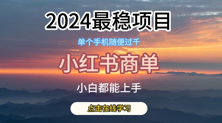 2024比较稳定蓝海项目，小红书的商单新项目，没有之一【揭密】-云网创资源站