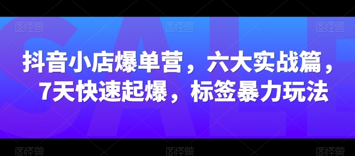 抖店打造爆款营，六大实战篇，7天迅速爆款，标识暴力行为游戏玩法-云网创资源站