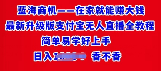 在家也能挣大钱全新全新升级支付宝钱包无人直播全实例教程，简单易学的好上手-云网创资源站