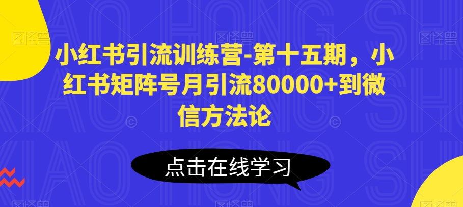 小红书引流夏令营-第十五期，小红书的矩阵账号月引流方法80000 进微信科学方法论-云网创资源站