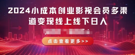 2024低成本创业视频会员多种渠道转现线上与线下，每天都会有盈利-云网创资源站