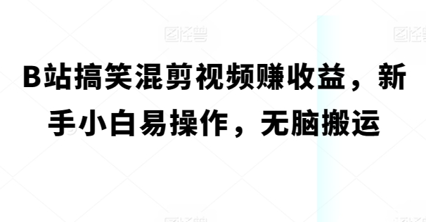 B站搞笑幽默混剪视频赚盈利，新手入门易上手，没脑子运送-云网创资源站