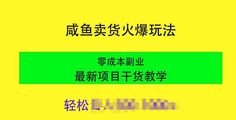 闲鱼卖货火爆玩法，靠售卖电子产品，零成本副业项目最新干货教学-云网创资源站