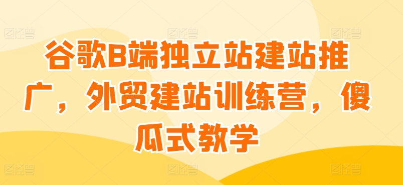 谷歌搜索B端独立站建站营销推广，外贸网站建设夏令营，简单化课堂教学-云网创资源站