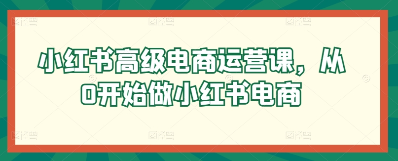 小红书的高端网店运营课，从0开始做起小红书电商-云网创资源站