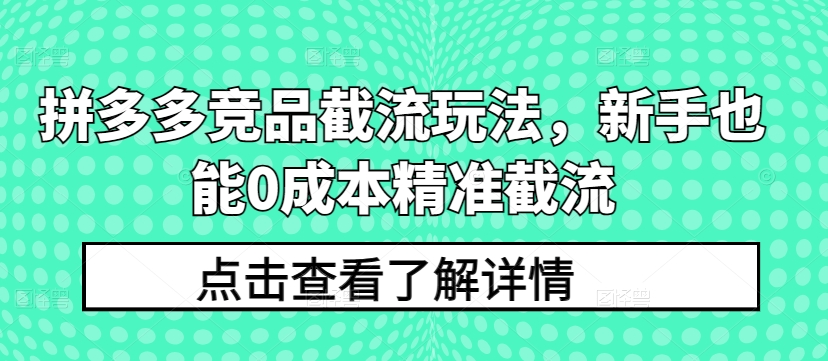 拼多多平台竞争对手截留游戏玩法，初学者也可以0成本费精确截留-云网创资源站