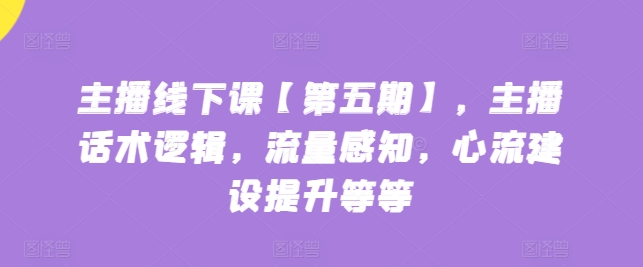 网络主播面授课【第五期】，主播话术逻辑性，总流量认知，心流基本建设提高等-云网创资源站