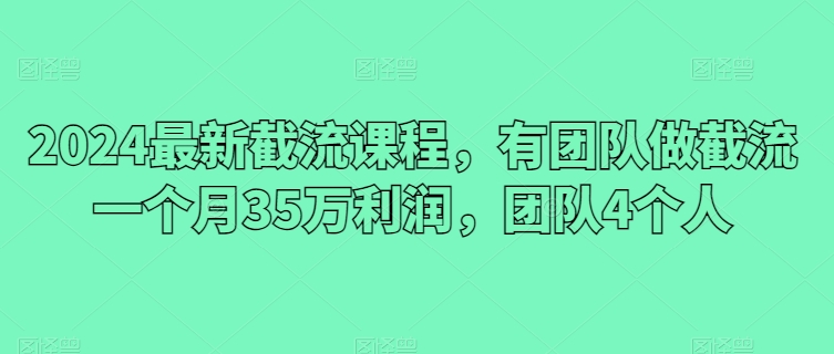 2024全新截留课程内容，有团队做截留一个月35万盈利，精英团队4本人-云网创资源站