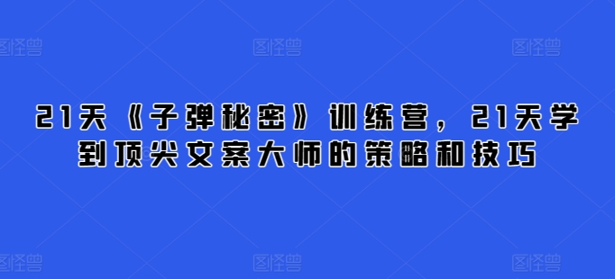 21天《子弹秘密》夏令营，21天学习到顶尖文案高手的思路与技巧-云网创资源站