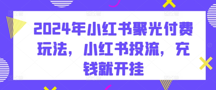 2024年小红书的聚光镜付钱游戏玩法，小红书的投流，充值就开外挂-云网创资源站