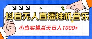 小白实操当天日入1000+，抖音24小时无人直播音乐，不违规，不封号纯撸音浪-云网创资源站