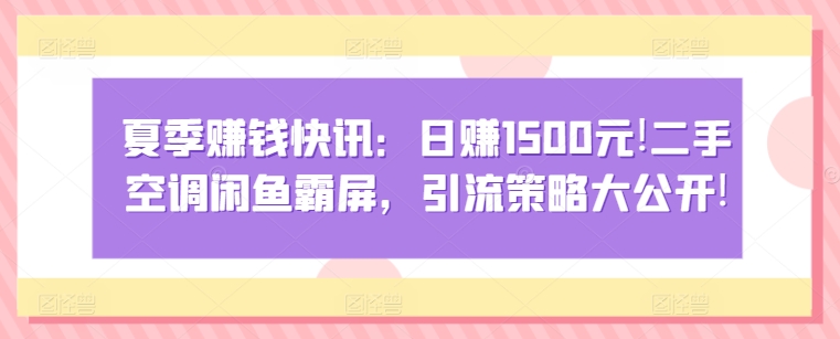 夏季赚钱快讯：日赚1500元，二手空调闲鱼霸屏，引流策略大公开!-云网创资源站