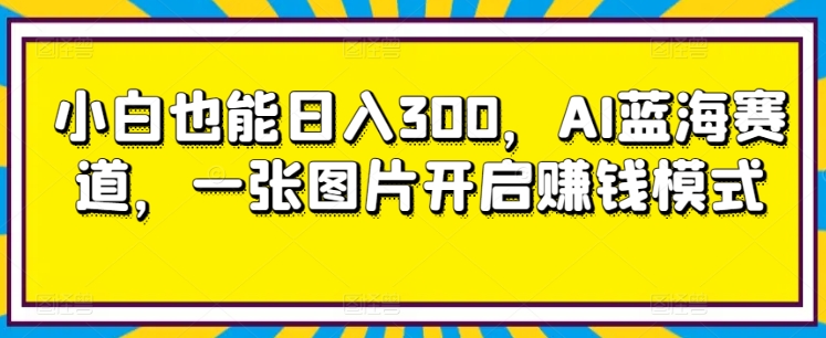 小白也能日入300，AI蓝海赛道，一张图片开启赚钱模式-云网创资源站