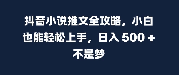 抖音小说文章攻略大全，新手也可以快速上手，日入 5张  指日可待【揭密】-云网创资源站