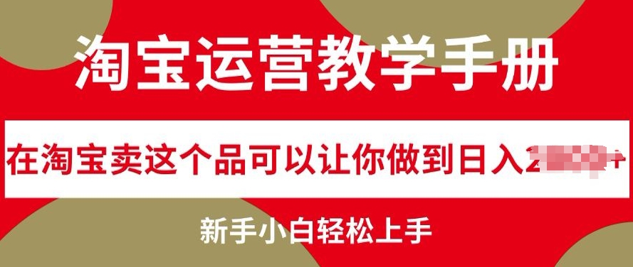 淘宝店铺运营课堂教学指南在淘宝卖这一品能够让你保证日入多张，新手入门快速上手-云网创资源站