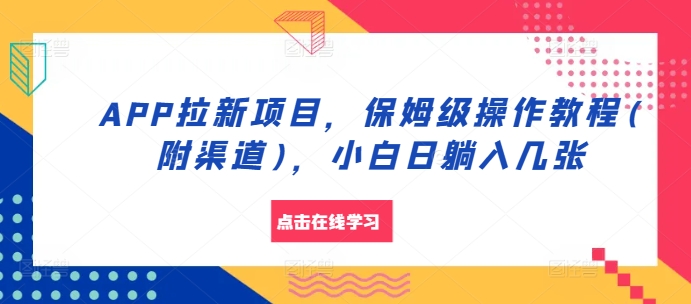 APP拉新项目，家庭保姆级实际操作实例教程(附方式)，新手日躺入多张【揭密】-云网创资源站