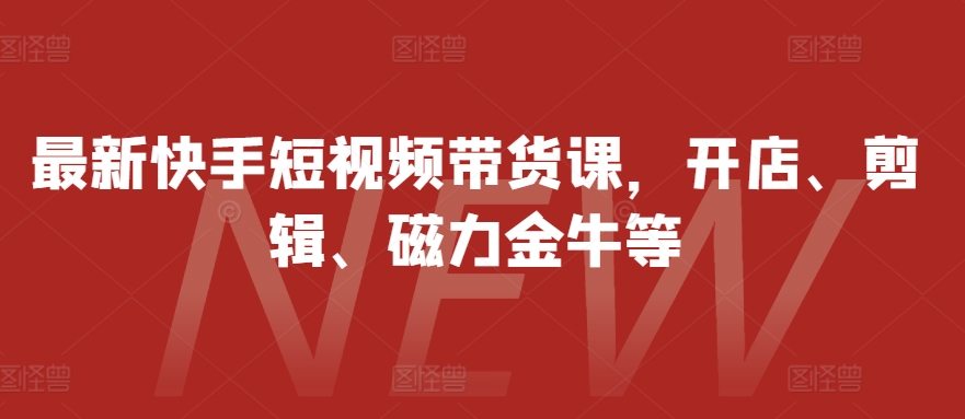 全新快手视频短视频卖货课，开实体店、视频剪辑、磁力金牛等-云网创资源站