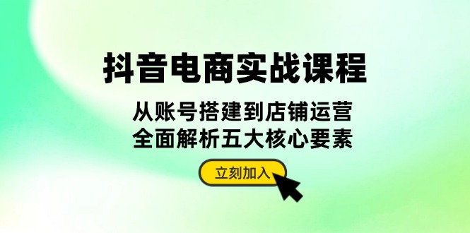 抖音视频 电子商务实战演练课程内容：从账户构建到店铺管理，深度剖析五大核心因素-云网创资源站