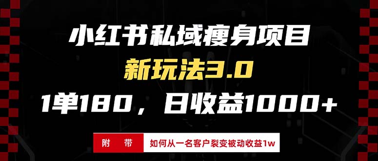 小红书的减肥新项目3.0方式，新手入门日赚盈利1000 （附从一名客户裂变盈利…-云网创资源站