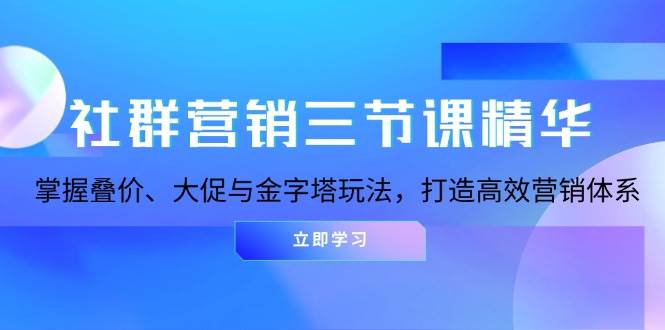 社群运营三节课精粹：把握叠价、大促销与金字塔式游戏玩法，打造高效市场营销体系-云网创资源站