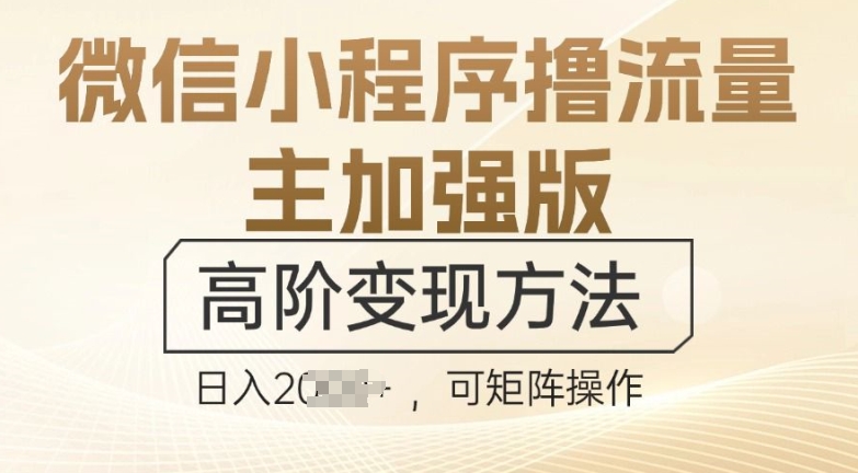 微信小程序撸流量主加强版，高阶变现方法，日收益多张-云网创资源站